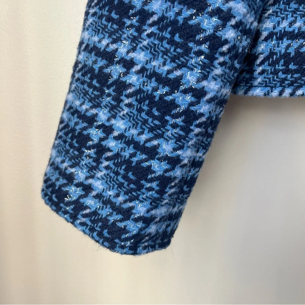 NWT J.Crew Womans 14 Baltic Blue Check Lady Jacket Crop Tweed Blazer Wool Blend
